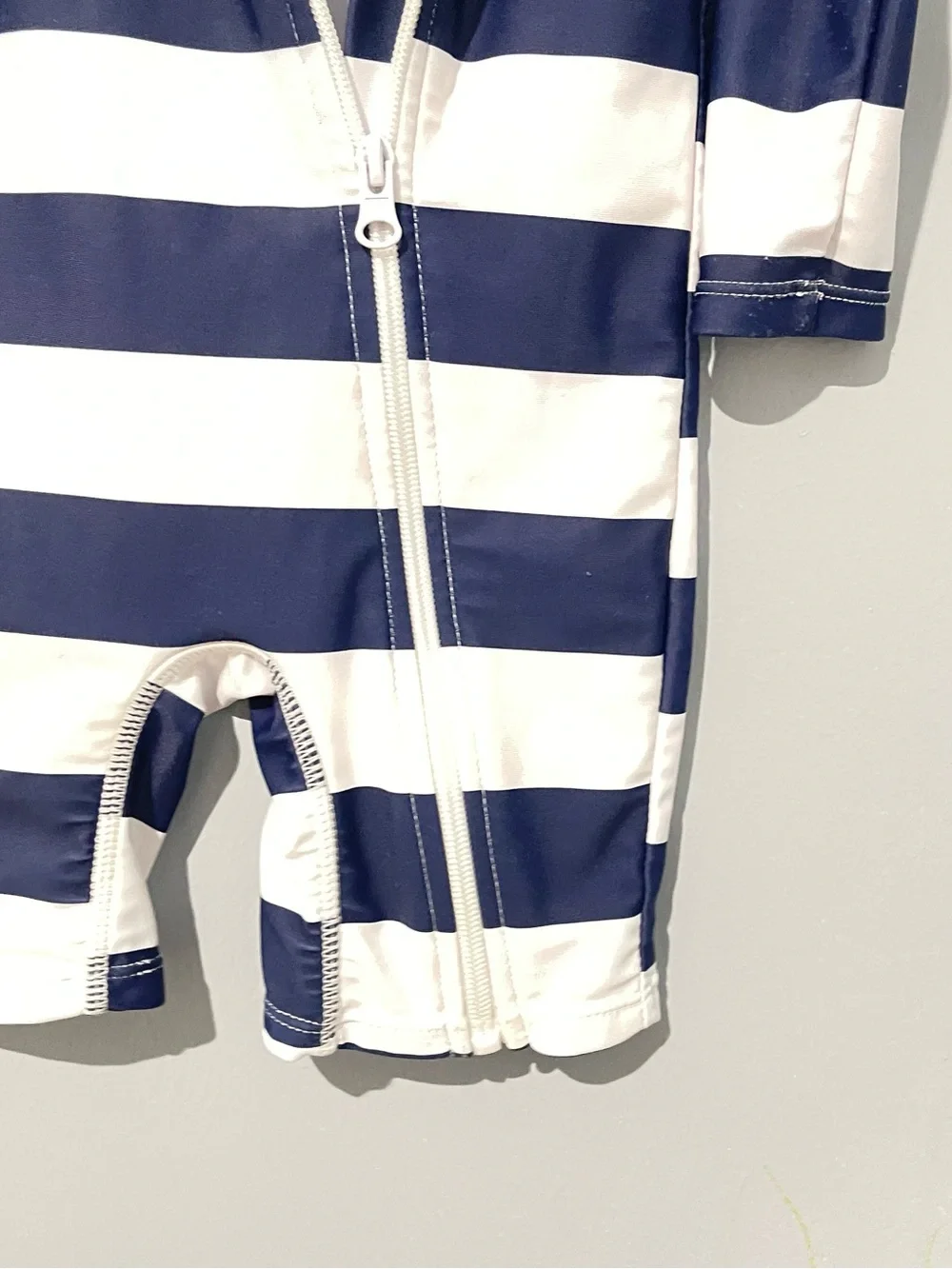 Shein | Toddler Boy | Size 2-3T | Navy + White Striped Baby Rash Guard One-Piece